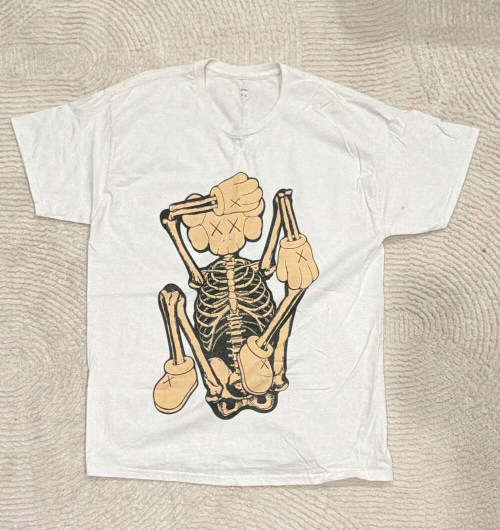 KAWS Skeleton New Fiction Bone T-Shirt White